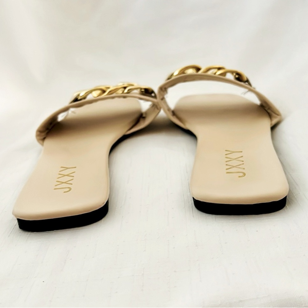 JXXY~Cream Slides with Gold Chain - Picture 4 of 8